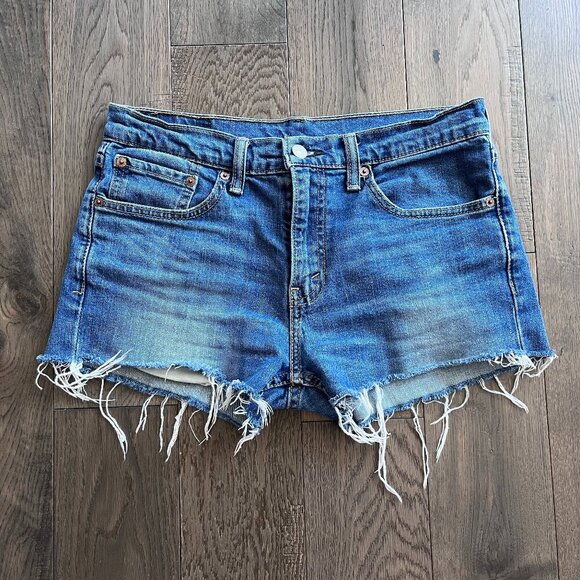 Levi's 511 Cut-Off Denim Shorts Size 31 High Rise Distressed 2.5" Inseam - Picture 1 of 6